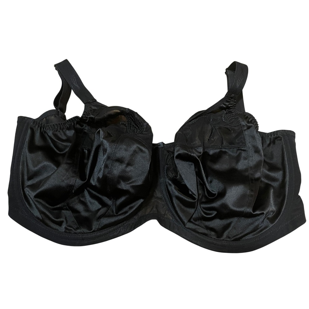 Elomi 38HH Cate Underwire Full Coverage Bra Black EL8030BLK Lacy Sexy NWOT